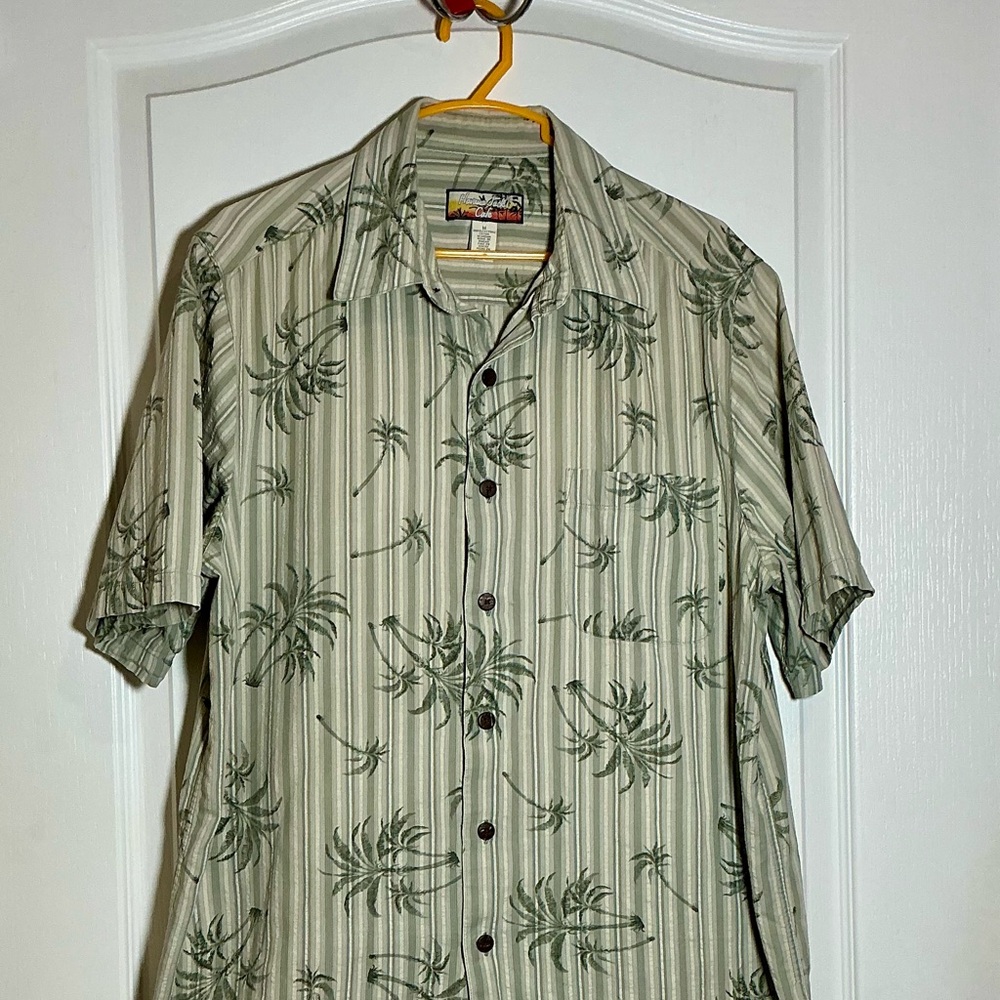 🌴EUC🌴 HAVANA JACK’S CAFE Tropical Palm Print Men's Casual Shirt